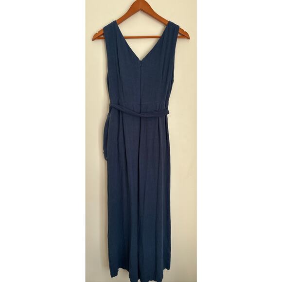 Lulu's Wide Leg Cotton Belted Jumpsuit in Blue Size Medium - Picture 7 of 8
